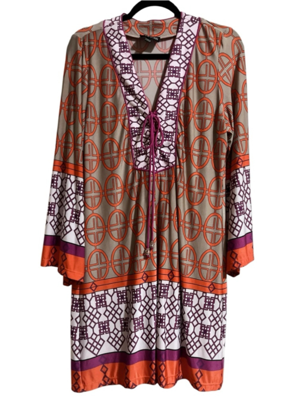 EUC Women's analili Brown Orange Tunic Top L